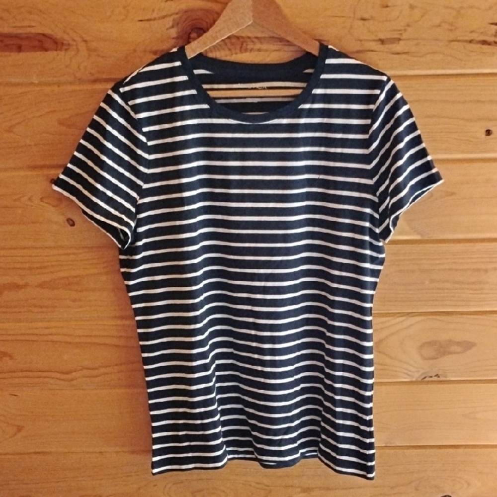 Nautica Classic Blue and White Striped Women's Top